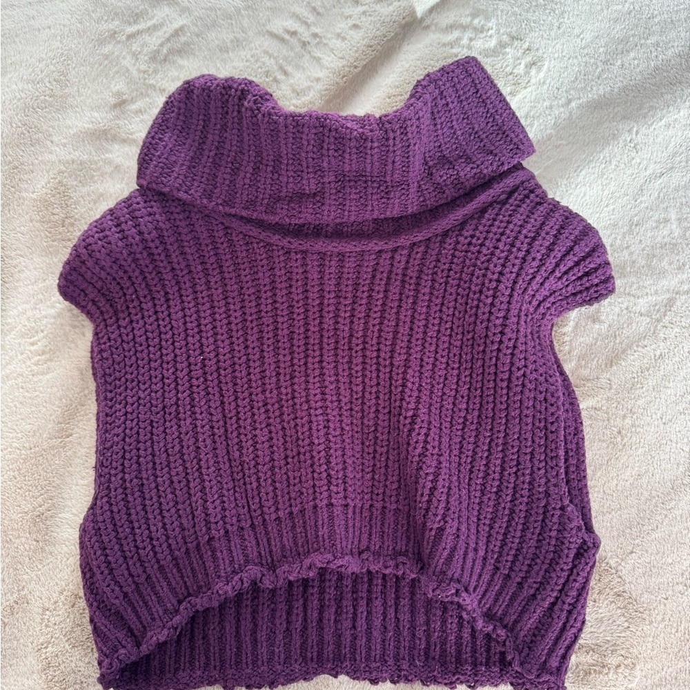 Free People Rich Purple Cowl Neck Sweater